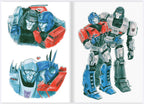 Godliath Peace & Love on Planet Earth MegOp artbook featuring colorful sketches of Optimus Prime and Megatron.