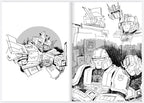 Godliath Peace & Love on Planet Earth artbook featuring black and white MegOp sketches from Earthspark continuity.