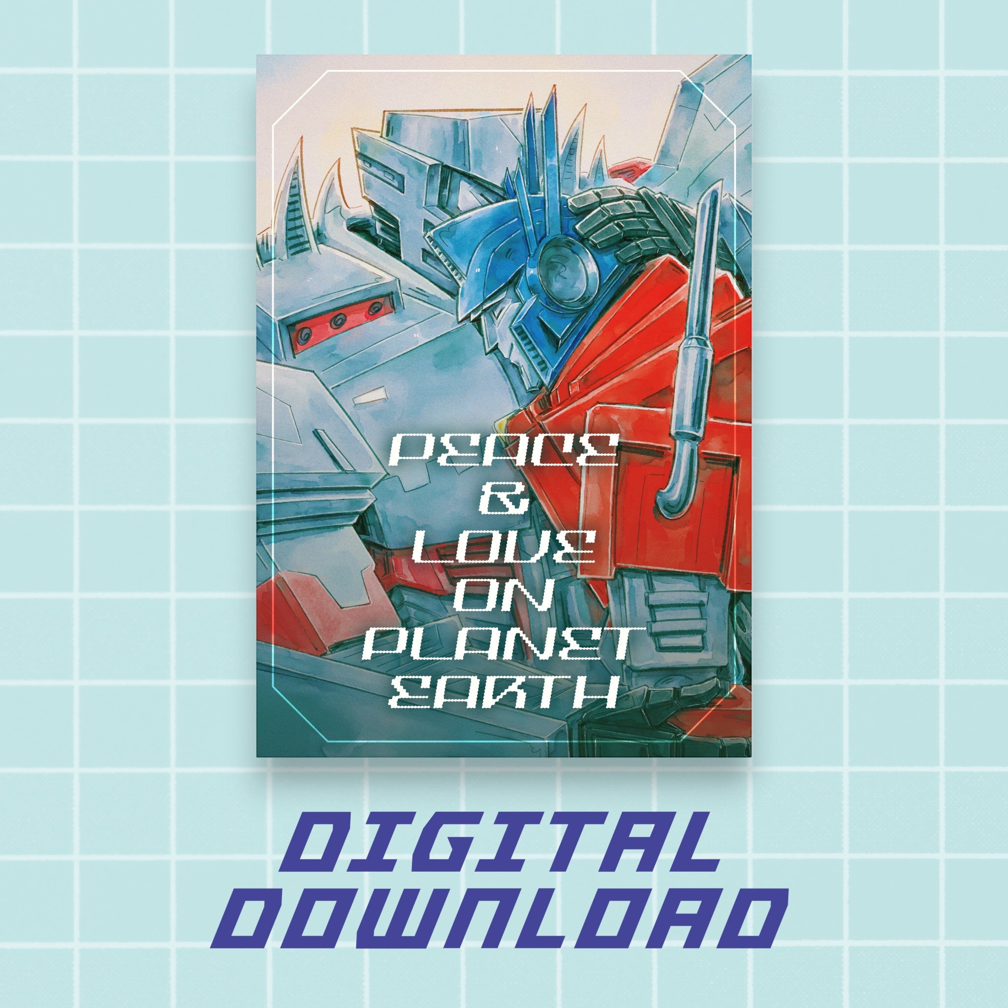 Godliath digital artbook cover featuring Megatron and Optimus Prime from Earthspark with stylized text overlay