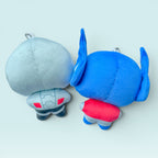 Godliath ES MegOp plush charms featuring soft blue and grey robot characters with silver ball chain clasps.