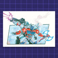 Godliath ES War for Earth semi-gloss print featuring Optimus Prime and Megatron in a battle scene.