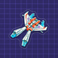 Godliath round wooden keepsake box featuring a vibrant sci-fi robot hero illustration on a light blue grid background.
