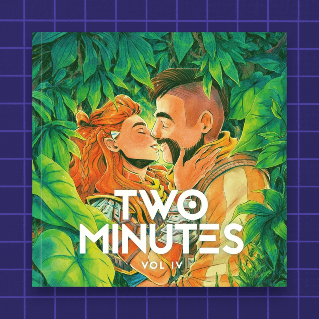 Godliath Two Minutes Vol IV art book cover featuring a romantic illustration of a couple surrounded by green leaves